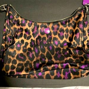 Ocelot Print Canvas Hobo coach purse